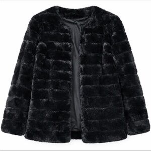 Black Faux Fur Jacket – Soft Plush Coat – NWOT